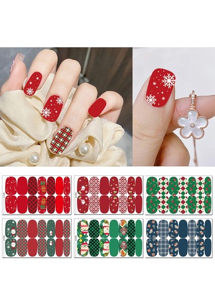 14 Ipuçları 3D Noel Tırnak Etiket Tam Sarar Tırnak Kaydırıcı Soyulabilir Nail Art Süslemeleri Manikür Için Kendin Yap Çıkartmalar Çivi Için (Yurt Dışından)