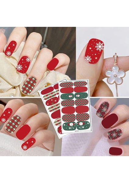 14 Ipuçları 3D Noel Tırnak Etiket Tam Sarar Tırnak Kaydırıcı Soyulabilir Nail Art Süslemeleri Manikür Için Kendin Yap Çıkartmalar Çivi Için (Yurt Dışından) fiyatları