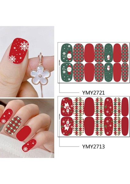 14 Ipuçları 3D Noel Tırnak Etiket Tam Sarar Tırnak Kaydırıcı Soyulabilir Nail Art Süslemeleri Manikür Için Kendin Yap Çıkartmalar Çivi Için (Yurt Dışından) modelleri