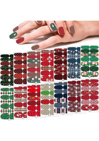 14 Ipuçları 3D Noel Tırnak Etiket Tam Sarar Tırnak Kaydırıcı Soyulabilir Nail Art Süslemeleri Manikür Için Kendin Yap Çıkartmalar Çivi Için (Yurt Dışından) fırsatları