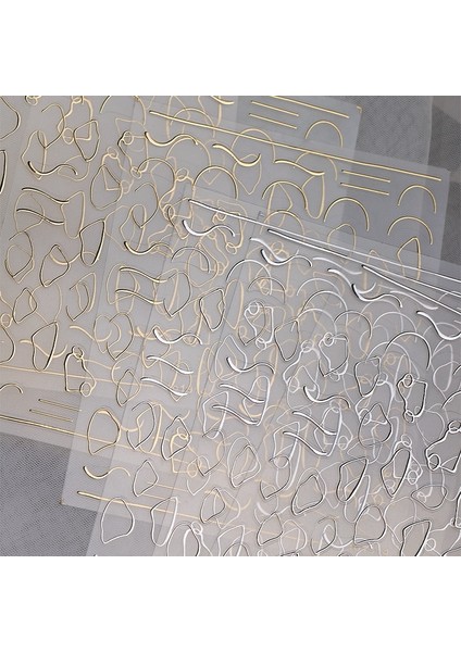 Lazer Yaldız Düzensiz Çizgi Desen Nail Art Süslemeleri Altın Manikür Tırnak Su Geçirmez Çıkartmalar Lehçe Çıkartmalar (Yurt Dışından) fiyatları