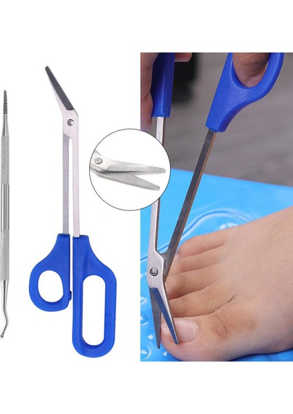 1/2 Adet Ayak Tırnağı Makas Uzun Saplı Profesyonel Batık Ayak Tırnaklarını Düzeltme Kaldırıcı Dosya Paronychia Çift Uçlu Makası Düzeltici (Yurt Dışından)