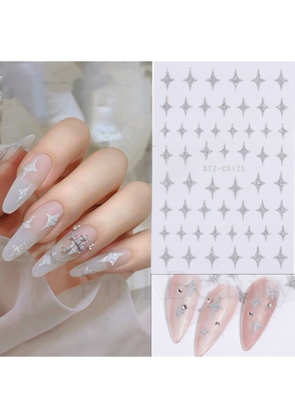 3D Gümüş Parıltılı Tırnak Çıkartmalar Papyon Ayı Holografik Manikür Kaydırıcılar Çiçek Yaprak Yıldız Kendinden Yapışkanlı Tırnak Çıkartmaları PPSTZ-CS127 (Yurt Dışından) fiyatları