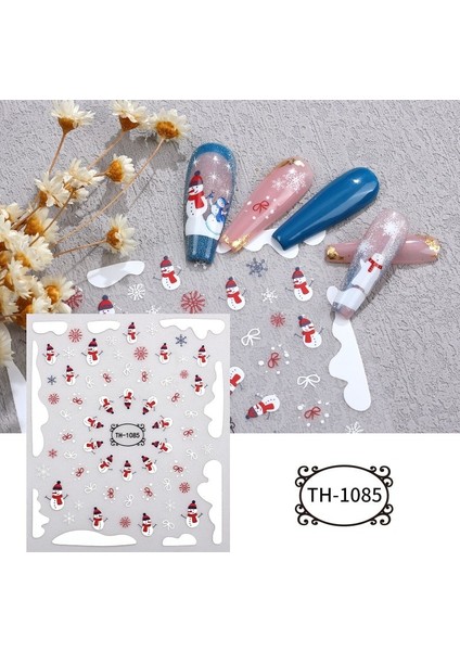 3D Merry Christmas Nail Art Çıkartmaları Çıkartmalar Noel Baba Çorap Kardan Adam Ağacı Kar Tanesi Çiçek Çivi Manikür Aracı (Yurt Dışından) modelleri