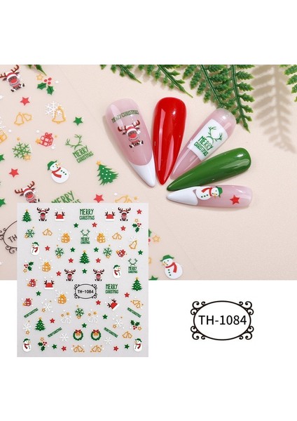 3D Merry Christmas Nail Art Çıkartmaları Çıkartmalar Noel Baba Çorap Kardan Adam Ağacı Kar Tanesi Çiçek Çivi Manikür Aracı (Yurt Dışından) fırsatları