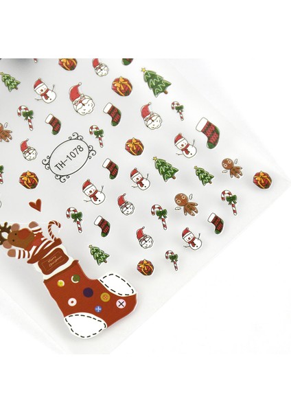3D Merry Christmas Nail Art Çıkartmaları Çıkartmalar Noel Baba Çorap Kardan Adam Ağacı Kar Tanesi Çiçek Çivi Manikür Aracı (Yurt Dışından) indirimleri