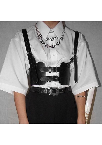 Moda Kuşak Ayarlanabilir Toka Siyah Pu Deri Kemer Bayanlar Büstiyer Kız Punk Sokak Bel Korse Şekillendirici Aksesuarları (Yurt Dışından) fırsatları