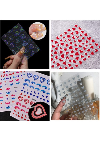1 Adet Aşk Kalp Tasarım 3D Tırnak Etiket Sevgililer Günü Için Holografik Aşk Kalp Kendinden Yapışkanlı Kaymak Çıkartmaları Manikür Dekorasyon (Yurt Dışından)