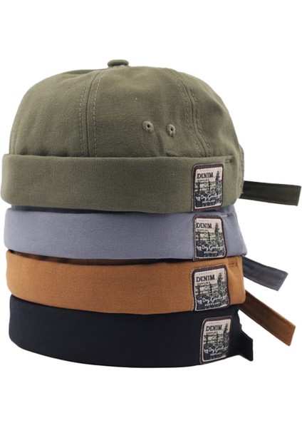 Erkekler Kadınlar Retro Kubbe Kavun Brimless Bere Kap Uni Takke Denizci Pamuk Mekanik Trendy Renk Elastik Paneller Docker Şapka (Yurt Dışından)