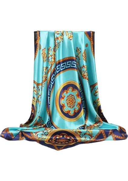 Kadın Ipek Eşarp Kare Bandana Tasarım Marka Kafa Bandı Kadın Saten Başörtüsü Şal Wrap Fular Zincir Baskı Fular Tudung Bawal (Yurt Dışından)