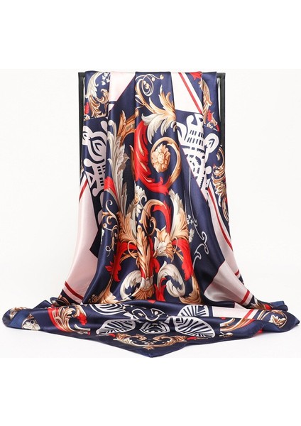 Kadın Ipek Eşarp Kare Bandana Tasarım Marka Kafa Bandı Kadın Saten Başörtüsü Şal Wrap Fular Zincir Baskı Fular Tudung Bawal (Yurt Dışından)