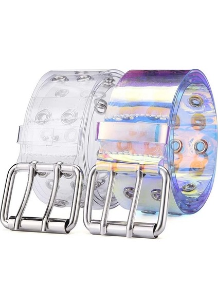 Lazer Kadın Kemer Holografik Şeffaf Bel Kemeri Metal Pin Toka Şeffaf Kemer Kadınlar Için Kemer Kemer (Yurt Dışından) modelleri