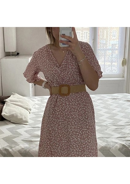 Vintage Bohem Brede Riem Zomer Wilde Elastische Gevlochten Riemen Vrouwelijke Ronde Vierkante Gesp Keten Örgü Vrouwen Nep Stro Taille Riem (Yurt Dışından)