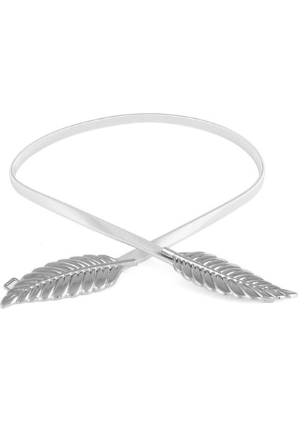 Kadın Metal Vintage Kemer Yaprağı Moda Şık Altın/gümüş Yapraklar Tasarım Zincirler Bayan Metal Elastik Zincir Elbise Bel Dekorasyon (Yurt Dışından)