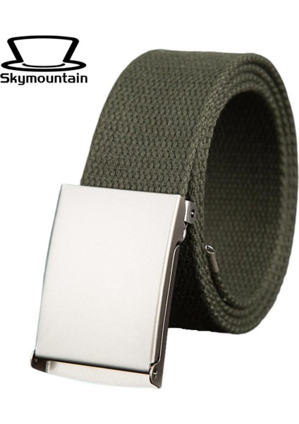 Skymountain Örgülü Kemer Esnek Kanvas Geniş Metal Tokalı Pantolon Kemeri (Yurt Dışından)