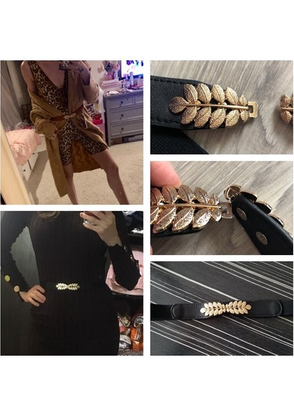 Bladeren Gesp Vrouwen Riem Elastische Dames Riem Voor Jurk Dunne Shiny Skinny Leer Wit Zwart Blauw Vrouwelijke Riem Pasek Damski (Yurt Dışından) modelleri