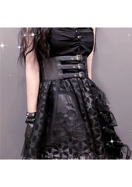 2022 Moda Harajuku Korse Punk Goth Goth Retro Buitenste Slijtage Taille Seal Serin Lo Brede Riem Vrouwelijke Cos Korse (Yurt Dışından) fırsatları