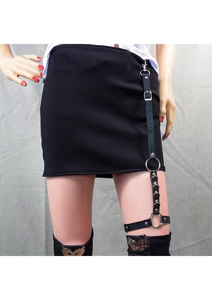 Loveshopping * Kadın Gotik Bel Kemeri Suni Deri Sapanlar Zincir Punk Gerdanlık Bacak Yüzük Takı (Yurt Dışından)