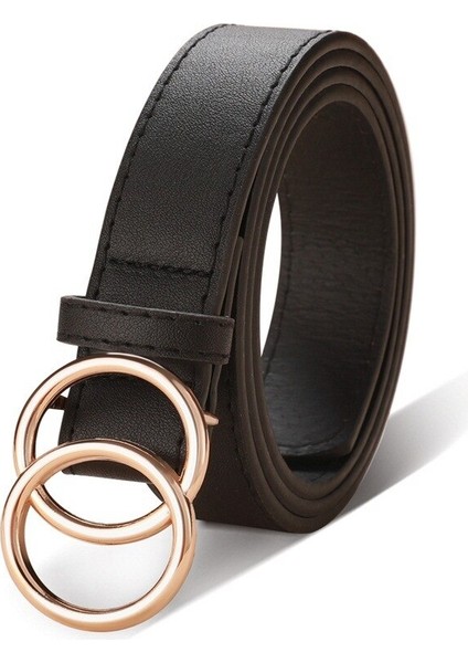 2020 Yeni Moda Kadın Kemeri Elmas Çivili Snap Düğmesi Basit Moda Dekoratif Kot Çift Halka Tokalı Kemer (Yurt Dışından)