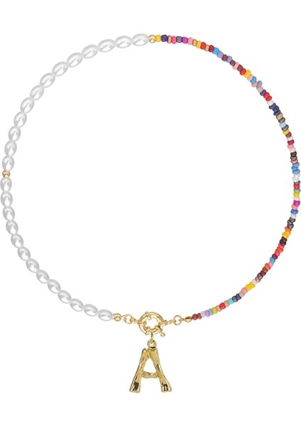 Kadınlar Için Simüle Inci Kolye Bildirimi Takı Adı Altın Renk Bambu Ingilizce Ilk Harf Kolye Geçiş Chian (Yurt Dışından) modelleri