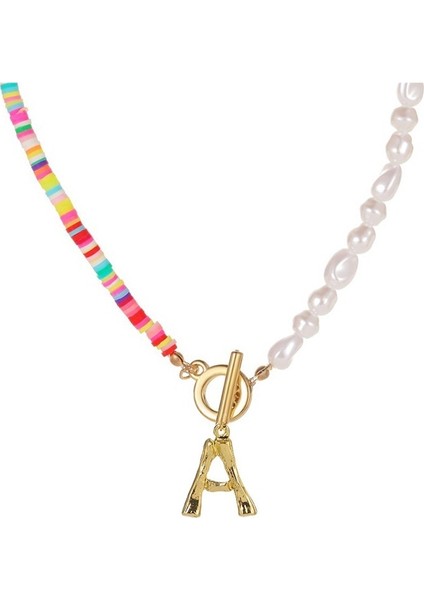 Kadınlar Için Simüle Inci Kolye Bildirimi Takı Adı Altın Renk Bambu Ingilizce Ilk Harf Kolye Geçiş Chian (Yurt Dışından) indirimleri