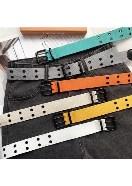 Basit Stil Katı Geniş Kemer Kanvas Web Çift Grommet Delik Tokalı Kemer Kadın Erkek Sıcak Bel Kemeri Kemerler Kadın Erkek Kot (Yurt Dışından) modelleri