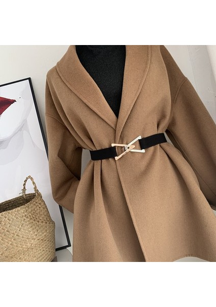 2022 Nieuwe Vrouwen Riemen Mode Metalik Driehoek Gesp Decoratie Riem Dames Elastische Canvas Tailleband Voor Trouwjurk Overjas (Yurt Dışından) fiyatları