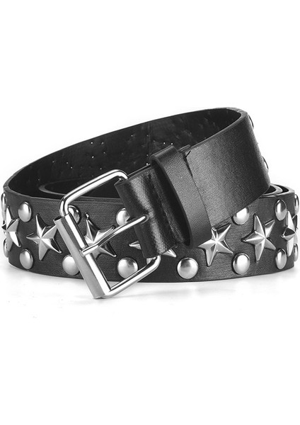 Punk Perçin Kaya Pin Toka ile Yıldız Boncuk Pu Deri Kemer Kadın Erkek Için Çivili Kemer Elbise Kot Ceinture Femme (Yurt Dışından) modelleri
