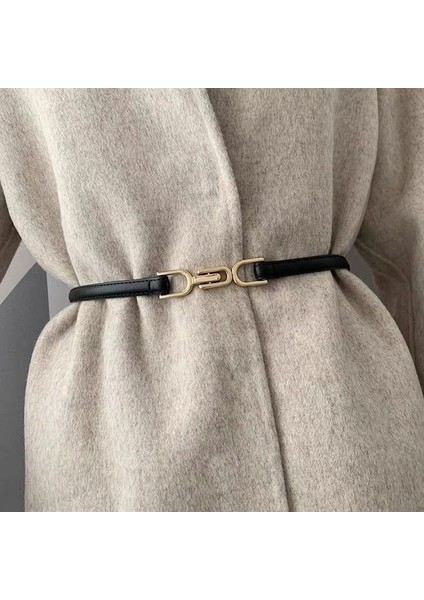 Legering Gesp Vrouwen Riem Effen Kleur Pu Leer Vrouwelijke Taille Riem Eenvoudige Dunne Tailleband Voor Jurk Jas (Yurt Dışından)