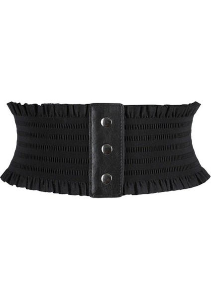 2022 Nieuwe Ontwerp Vrouwen Zwarte Elastische Brede Tailleband Pu Lederen Buikband Dames Tasarımcı Overjas Riem Voor Vrouwen (Yurt Dışından)