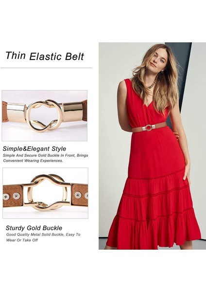 Elastische Riemen Voor Vrouwen Gesp Riemen Vrouwelijke Hoge Kwaliteit Vrouwen Mode Riemen Jurk Dunne Riem Tailleband Stretch Gebreide Çok Renkli (Yurt Dışından) fırsatları