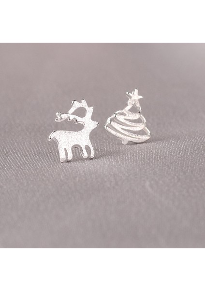 925 Gümüş Iğneler Güzel Mini Saplama Küpe Kadın Sevimli Kalp Yıldız Ay Papatya Noel Noel Gezegen Kelebek Kulak Çıtçıt (Yurt Dışından)