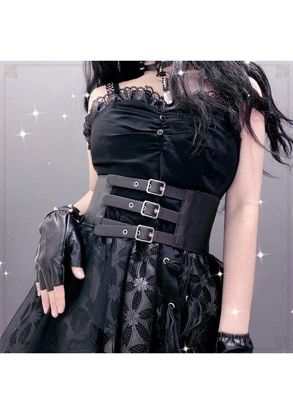 2022 Moda Harajuku Korse Punk Goth Retro Dış Giyim Siyah Bel Mühür Gömlek Elbise Tasarımcısı Tüm Maç Elastik Ayarlanabilir Kemer (Yurt Dışından)