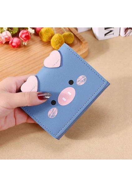 Kadın Mini Düz Renk Üç Katlı Kısa Cüzdan Öğrenci Cüzdanı Kart Tutucu Sevimli Karikatür Çantalar Bayanlar Şık Desen Çantalar (Yurt Dışından)