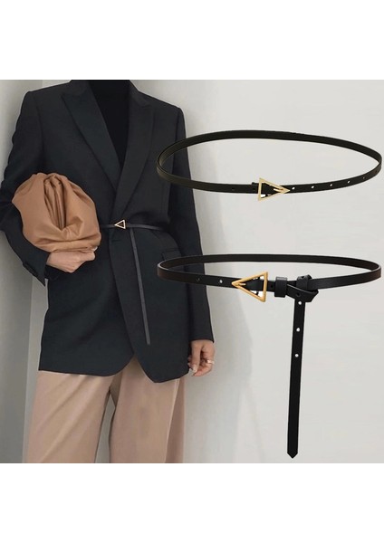 Renkler Kadınlar Lüks Marka Kemerler Moda Pu Deri Vintage Ince Kemer Bayanlar Altın Üçgen Toka Kemer Kot Elbise Için (Yurt Dışından)