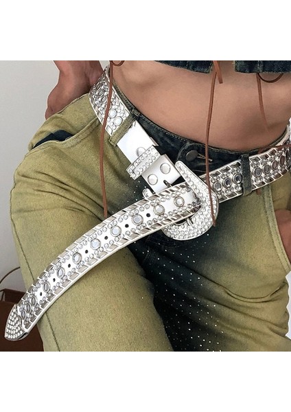 Lüks Tasarımcı Punk Perçin Taklidi Kemer Marka Vintage Batı Kovboy Kemerleri Y2K Harajuku Koyu Metal Toka Elmas Bing Kemer (Yurt Dışından) indirimleri