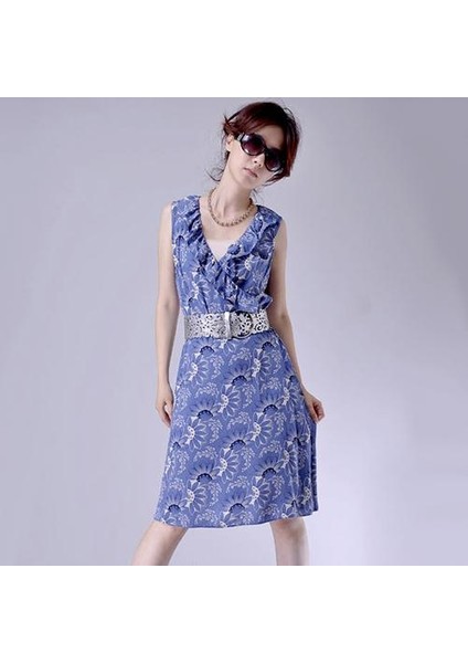 Moda Bayan Geniş Hollow Çiçek Suni Deri Kemer Bel Kayışı Kemer (Yurt Dışından)