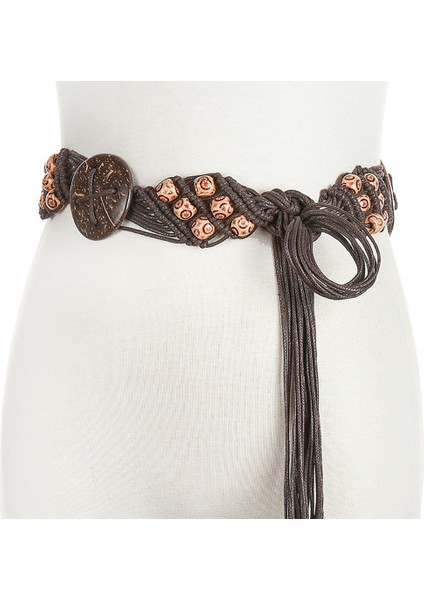 Kadın Boho Örme Halat Ahşap Boncuklu Kemer Bel Zinciri Giyim Aksesuarı Vintage Bohemian Beachwear Yaz Katı Kadın Kemer (Yurt Dışından) indirimleri