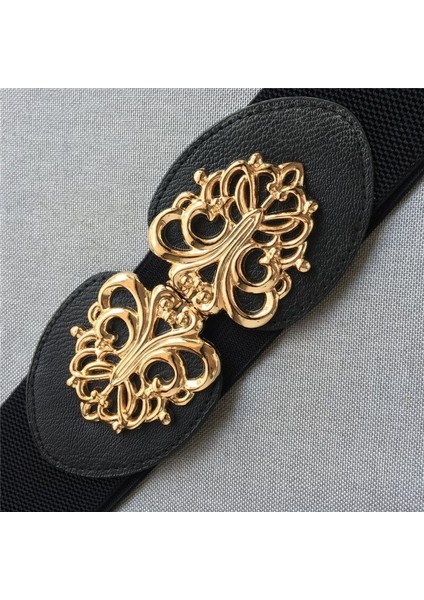 Hoge Kwaliteit Riemen Voor Vrouwen Zwart Taille Elastische Dames Band Ronde Gesp Decoratie Jas Trui Mode Jurk Rijst Wit (Yurt Dışından) fiyatları