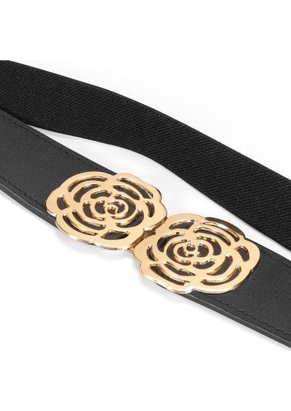 Hoge Kwaliteit Riemen Voor Vrouwen Zwart Taille Elastische Dames Band Ronde Gesp Decoratie Jas Trui Mode Jurk Rijst Wit (Yurt Dışından) fırsatları