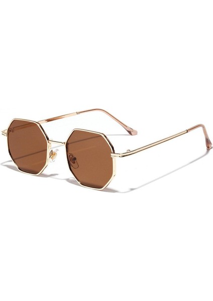 Poligon Metal Güneş Gözlüğü Vintage Çerçeve Kadın Güneş Gözlüğü Erkekler Lüks Marka Tasarım Güneş Gözlüğü Kadın Ayna Gafas De Sol UV400 (Yurt Dışından)