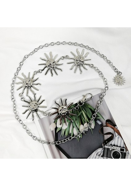 Altın Zincir Kemer Kadın Bel Ay Güneş Metal Kemerler Kadınlar Için Punk Elbise Kemer Gotik Kot Aksesuar Uzun Ketting Riem (Yurt Dışından)