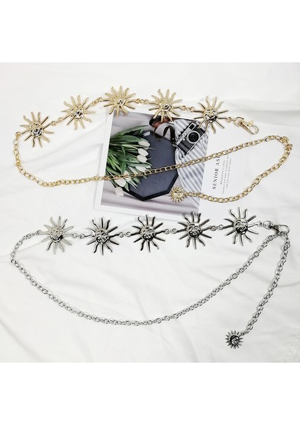 Altın Zincir Kemer Kadın Bel Ay Güneş Metal Kemerler Kadınlar Için Punk Elbise Kemer Gotik Kot Aksesuar Uzun Ketting Riem (Yurt Dışından)