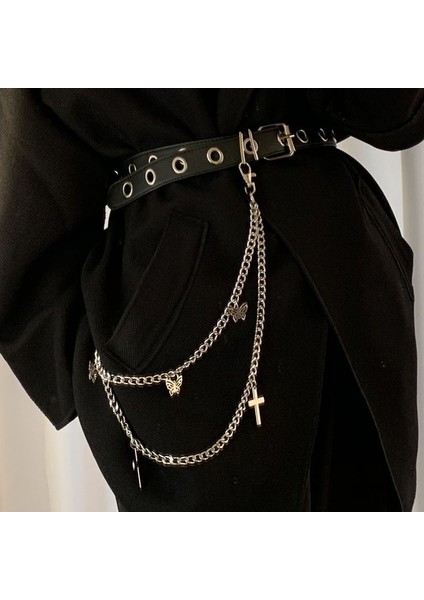 Punk Çift Katmanlı Zincir Kelebek Bel Pantolon Kemer Zinciri Punk Hip Hop Çok Katmanlı Zincir Halkası Metal Öğrenci Gençlik Pantolon Yeni (Yurt Dışından) fiyatları