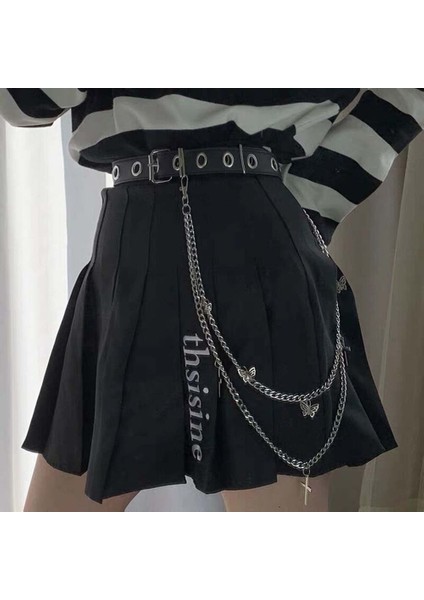 Punk Çift Katmanlı Zincir Kelebek Bel Pantolon Kemer Zinciri Punk Hip Hop Çok Katmanlı Zincir Halkası Metal Öğrenci Gençlik Pantolon Yeni (Yurt Dışından) fırsatları