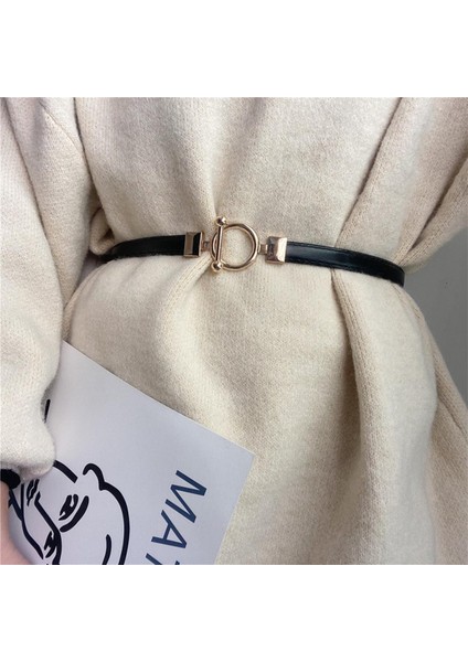 Moda Ayarlanabilir Kemerler Kadınlar Için Sıska Metal Altın Toka Bel Kemeri Pu Deri Ince Kemer Kadın Elastik Elbise Kemer 304 (Yurt Dışından)