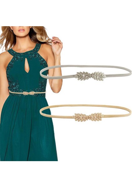 Moda Elastik Kemerler Kadınlar Için Altın Gümüş Çiçek Yaprak Metal Kadın Bel Kemeri Kadın Bayanlar Kız Elbise Için Kemer Pasek Damski (Yurt Dışından)