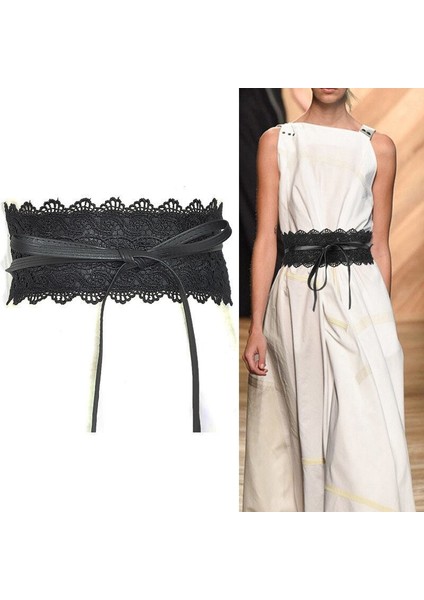 Kadın Moda Dantel Deri Geniş Elastik Bel Kemeri Yay Düğüm Toka Geniş Kemer Cinch Askı Kemer Kemerler Elbise Aksesuarı Kırmızı (Yurt Dışından) modelleri