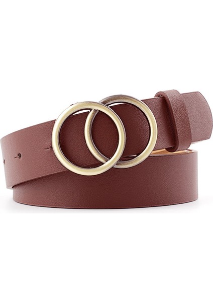 Çift Halka Retro Toka Kadın Kemer Bel Kemeri Pu Deri Metal Tokalı Kemerler Bayanlar Kızlar Için Rahat Elbise Kot Vahşi Kemer (Yurt Dışından) fiyatları