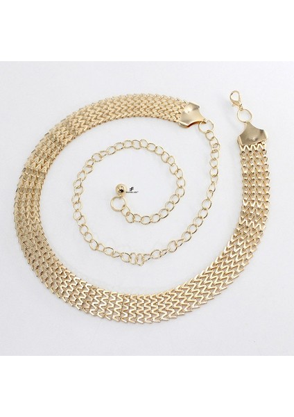 Moda Basit Zincir Kemer Kadın Bayan Yüksek Bel Altın Kemerler Kemer Parti Takı Elbise Metal Zincir Kemer (Yurt Dışından)